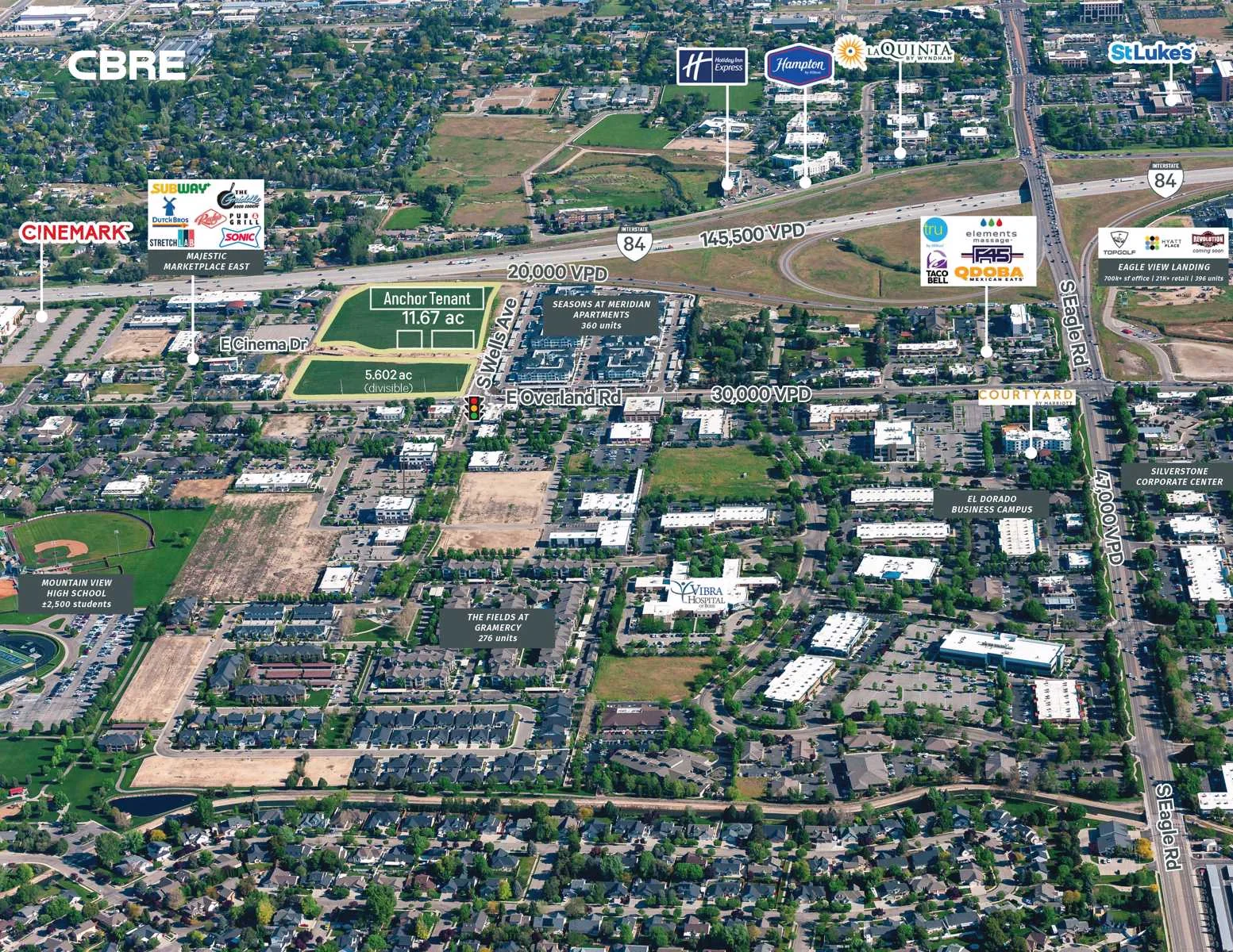 NWC E Overland Rd & S. Wells Avenue — Lease in Meridian, ID, photo 2 of 5