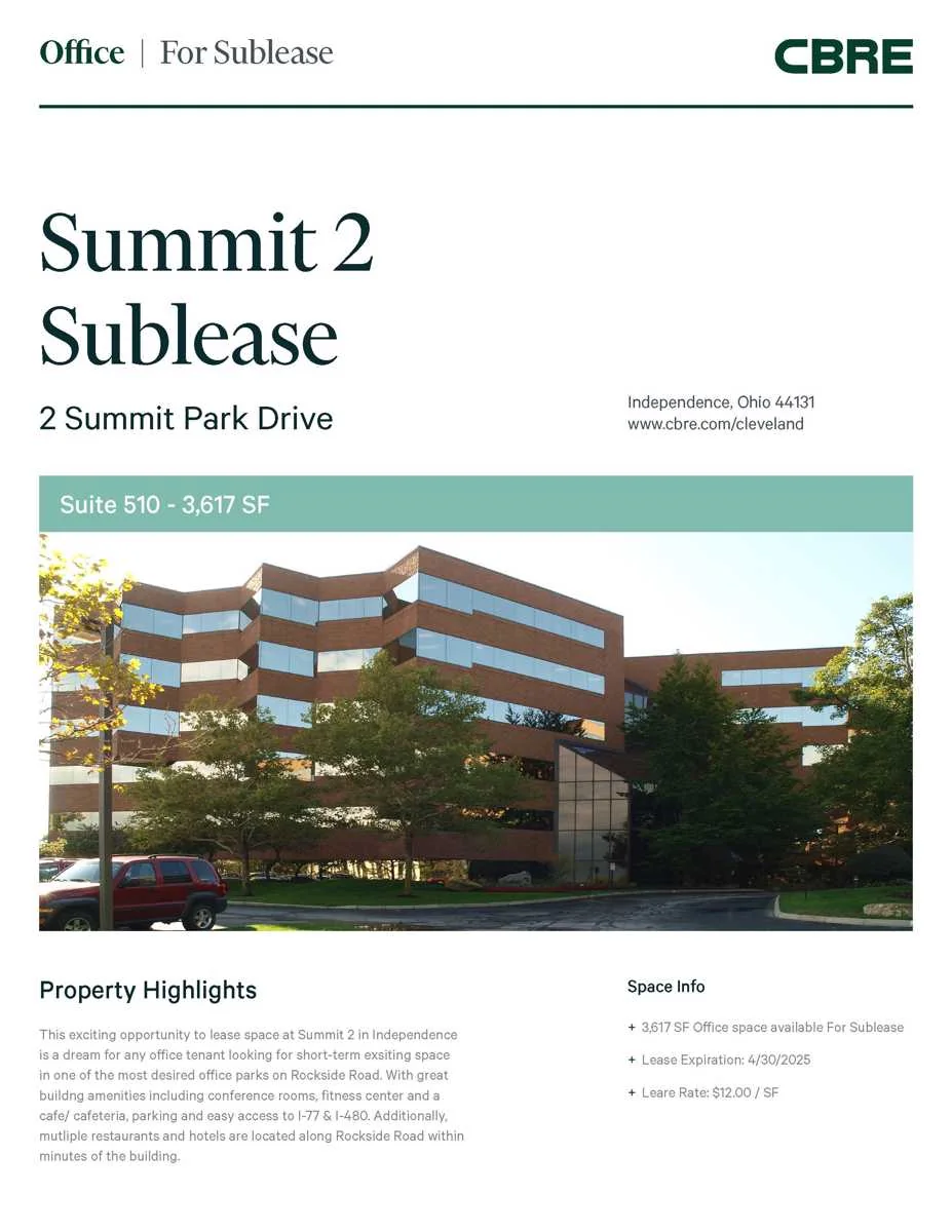 For Sublease — Lease in Independence, OH, photo 1 of 2