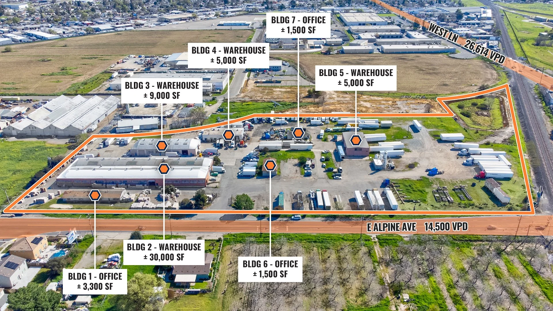 Alpine Industrial Park | 12.63-acres | 7-buildings — Sale in Stockton, CA, photo 1 of 3