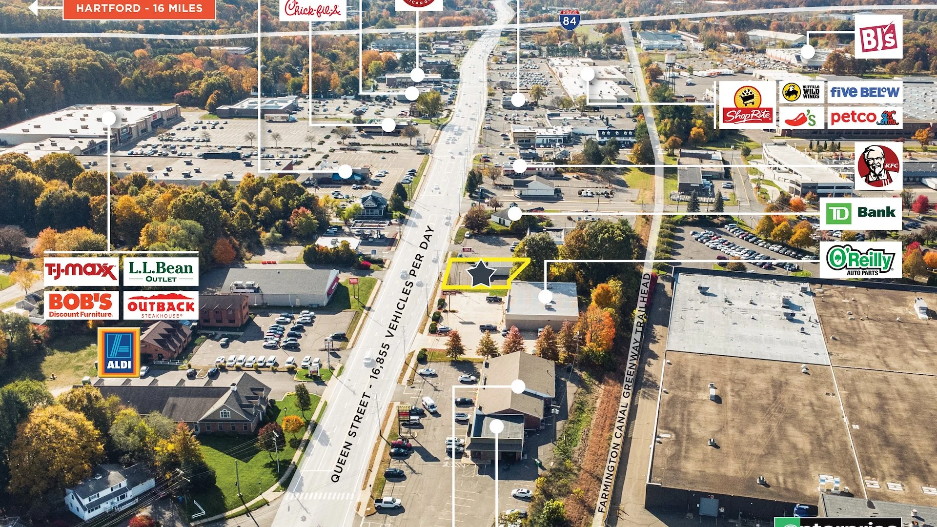 Prime Queen Street Pad Site | 0.47 Acres | 16,500+ VPD — Sale in Southington, CT, photo 1 of 6