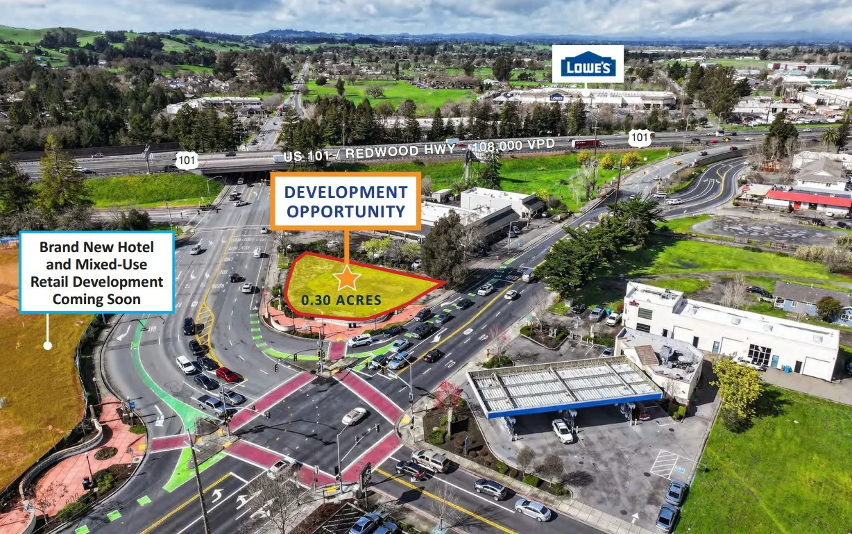 Retail Development Opportunity in Sonoma County, California | Highly Visible Corner Lot Off Hwy 101