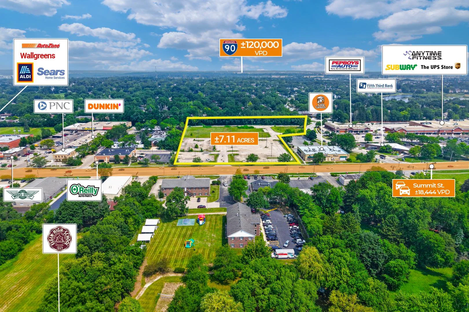 Auction - 7 AC Chicago MSA Development Site | 150… — Sale in Elgin, IL, photo 2 of 7