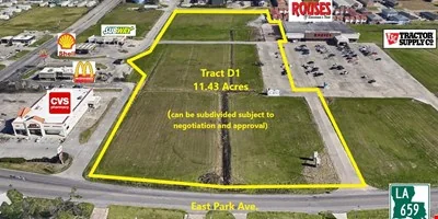 11.4 Acres of Retail Development Land in Houma — Sale in Houma, LA, photo 1 of 3