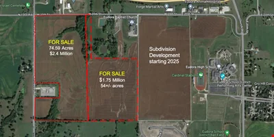 54 Acres of Residential Development Ground In Eudora Kansas - other for sale in eudora, KS