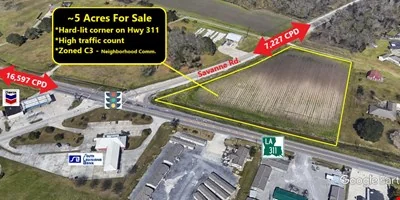 5 Acre Hard-Lit Corner on Hwy 311 in Houma - multifamily for sale in houma, LA