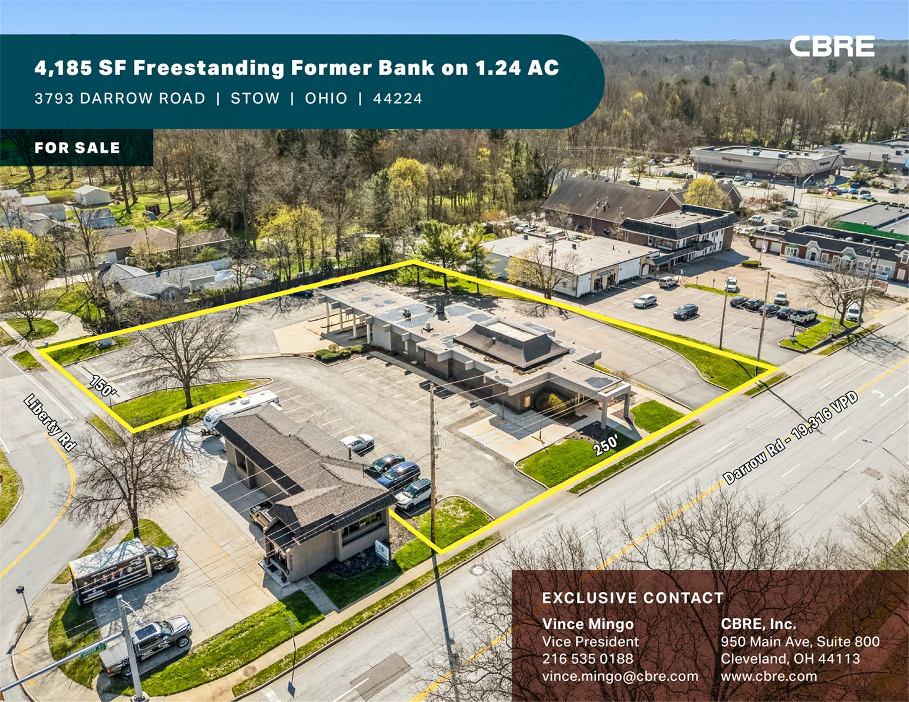 4,185 SF Freestanding Former Bank on 1.24 AC — Sale in Stow, OH, photo 1 of 4