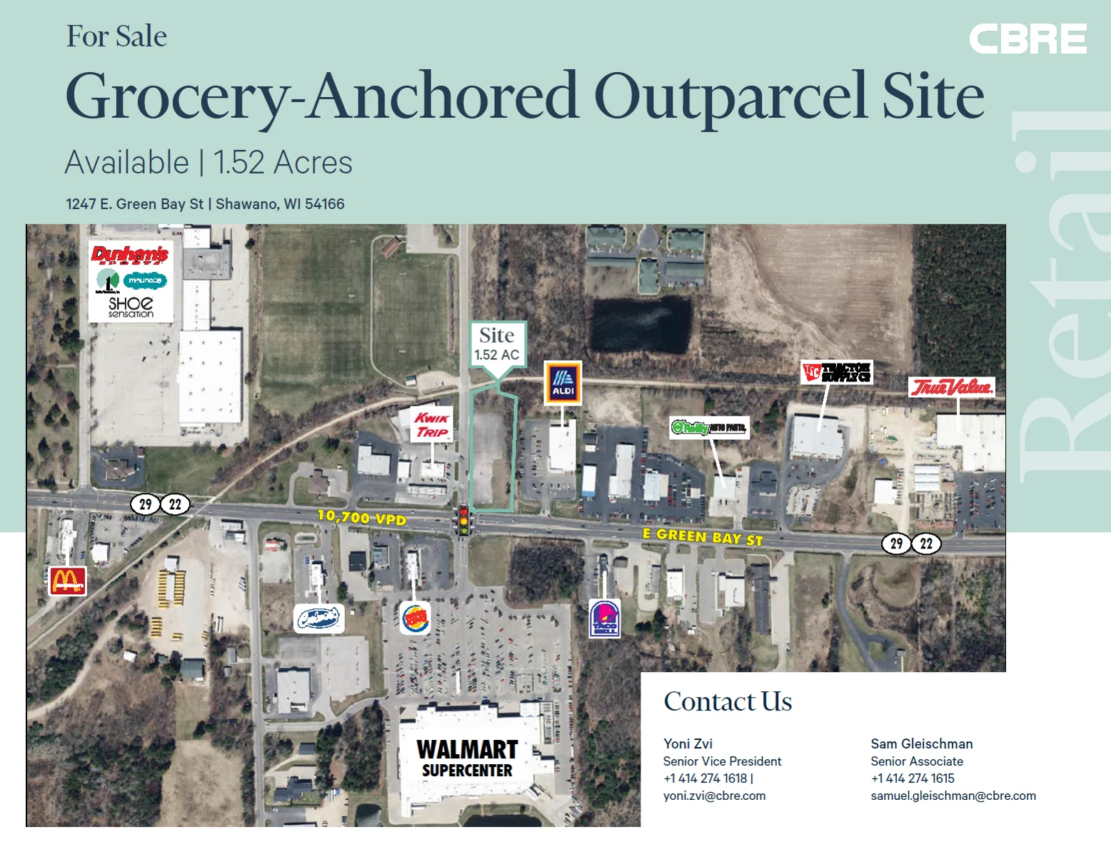 Grocery-Anchored Outparcel Site — Sale in Shawano, WI, photo 1 of 2