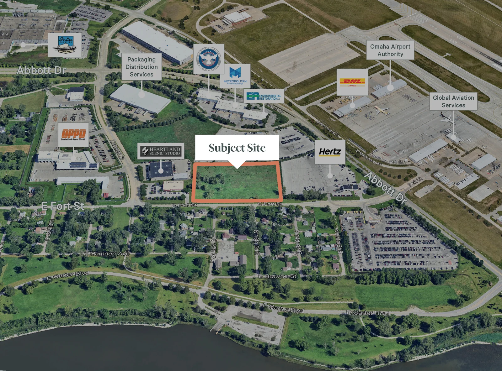 Land For Sale | Abbot Drive & E Fort Street — Sale in Omaha, NE, photo 1 of 4