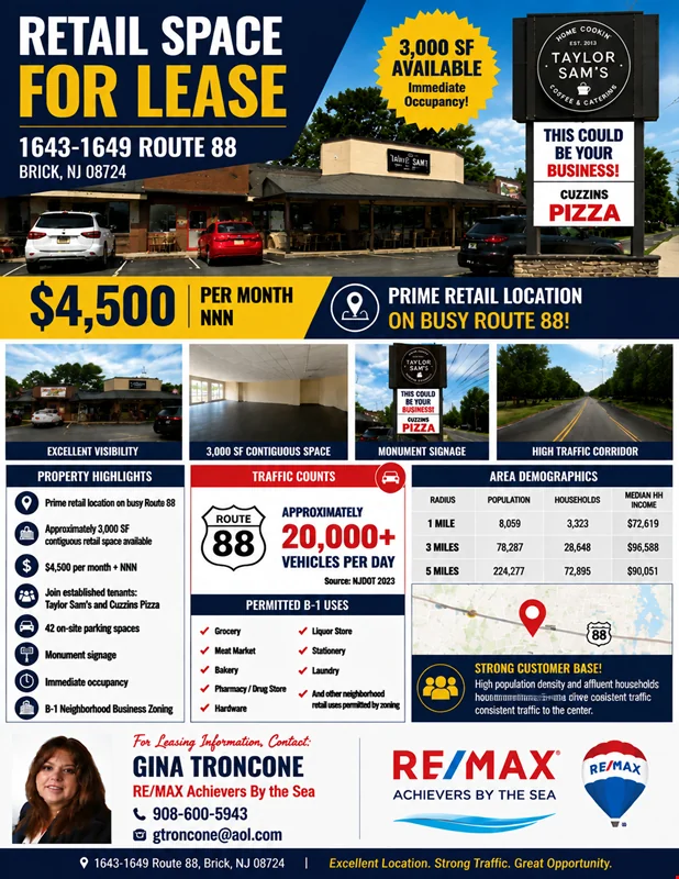 1643 Route 88 - retail for sale in brick township, NJ