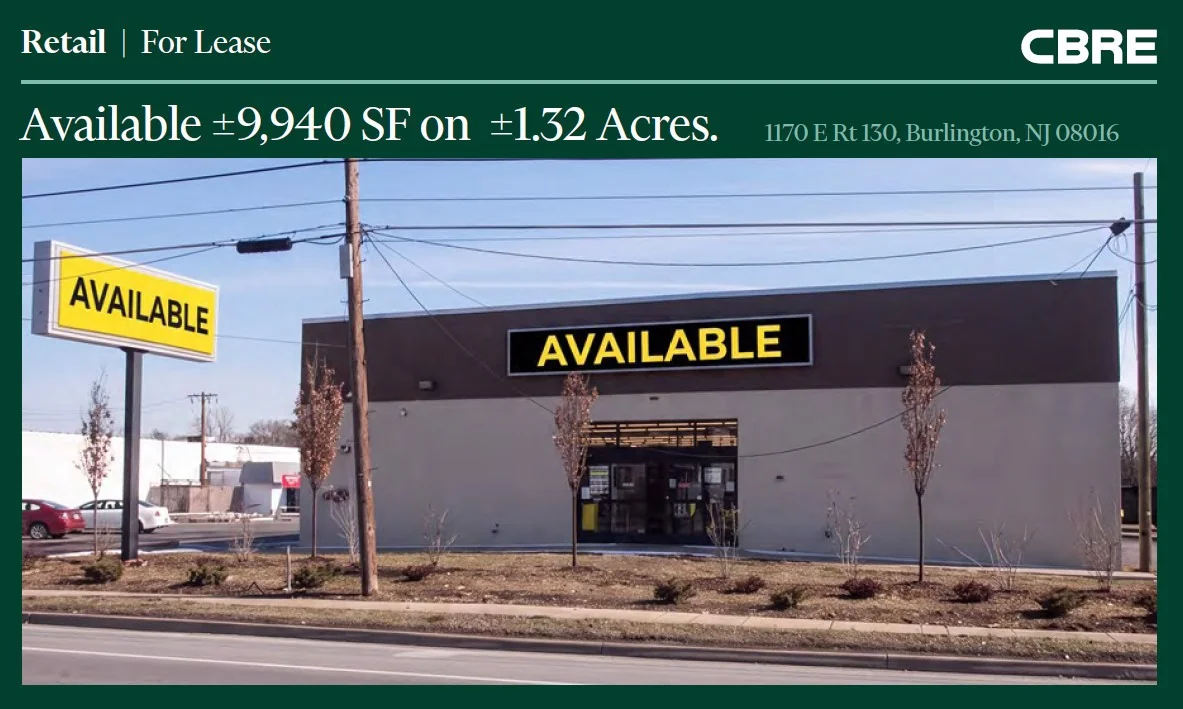 Available ±9,940 SF on ±1.32 Acres — Lease in Burlington, NJ, photo 1 of 4