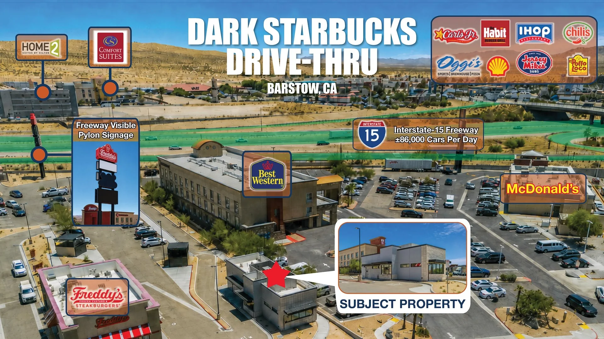 Dark Starbucks Drive-Thru | I-15 Visibility + Pylon… — Sale in Barstow, CA, photo 1 of 4
