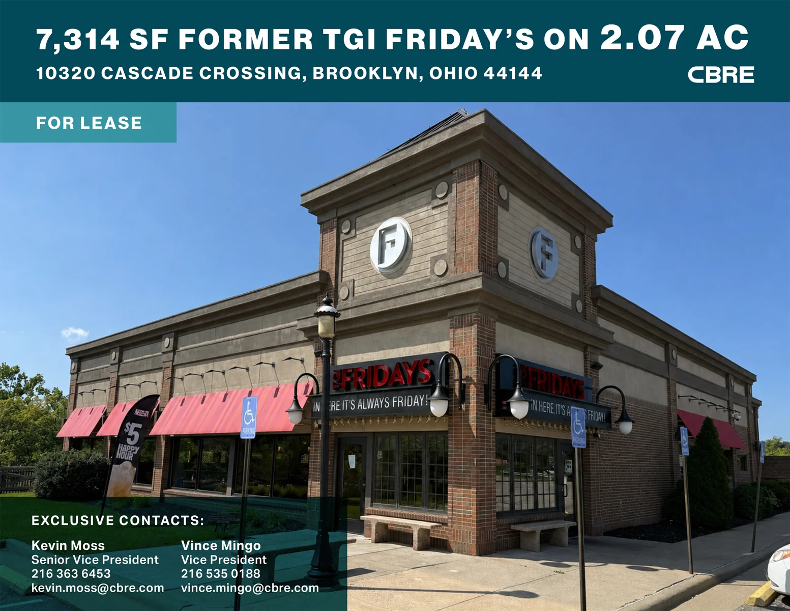 7,314 SF Former TGI Friday's on 2.07 AC — Lease in Brooklyn, OH, photo 1 of 1