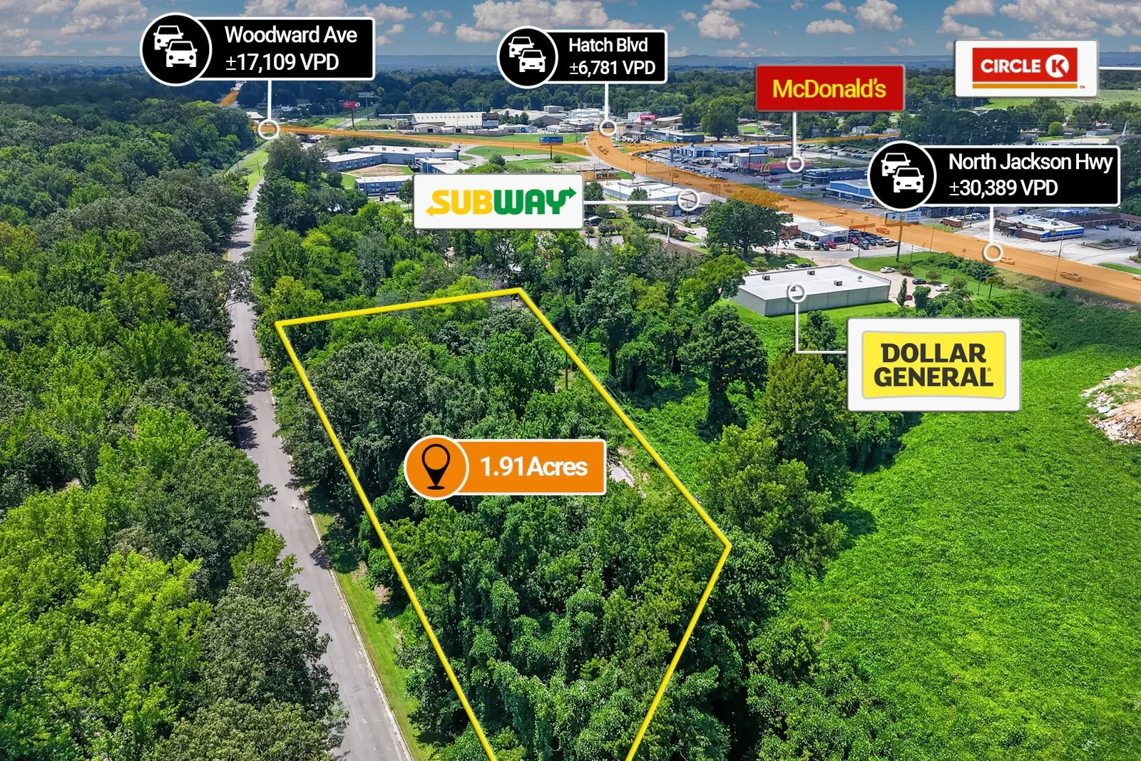 $1 Auction – 1.91 Acre Parcel | 30K VPD | Dollar… — Sale in Sheffield, AL, photo 2 of 4