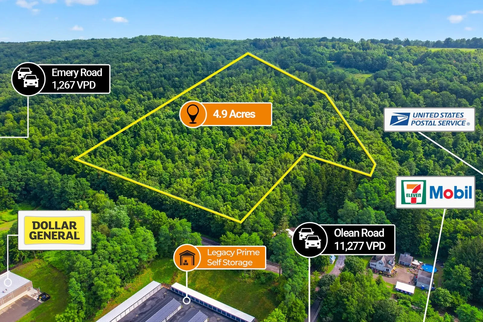 $1 Auction – 4.9 Acre Parcel | 11K VPD | $127K Avg HH… — Sale in South Wales, NY, photo 3 of 5