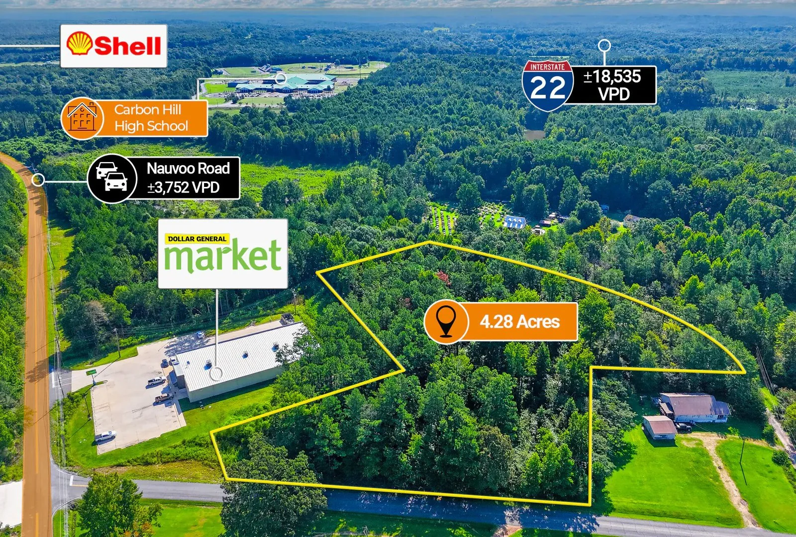 $1 Auction – 4.28 Acre Parcel | Dollar General Market… — Sale in Carbon Hill, AL, photo 1 of 5
