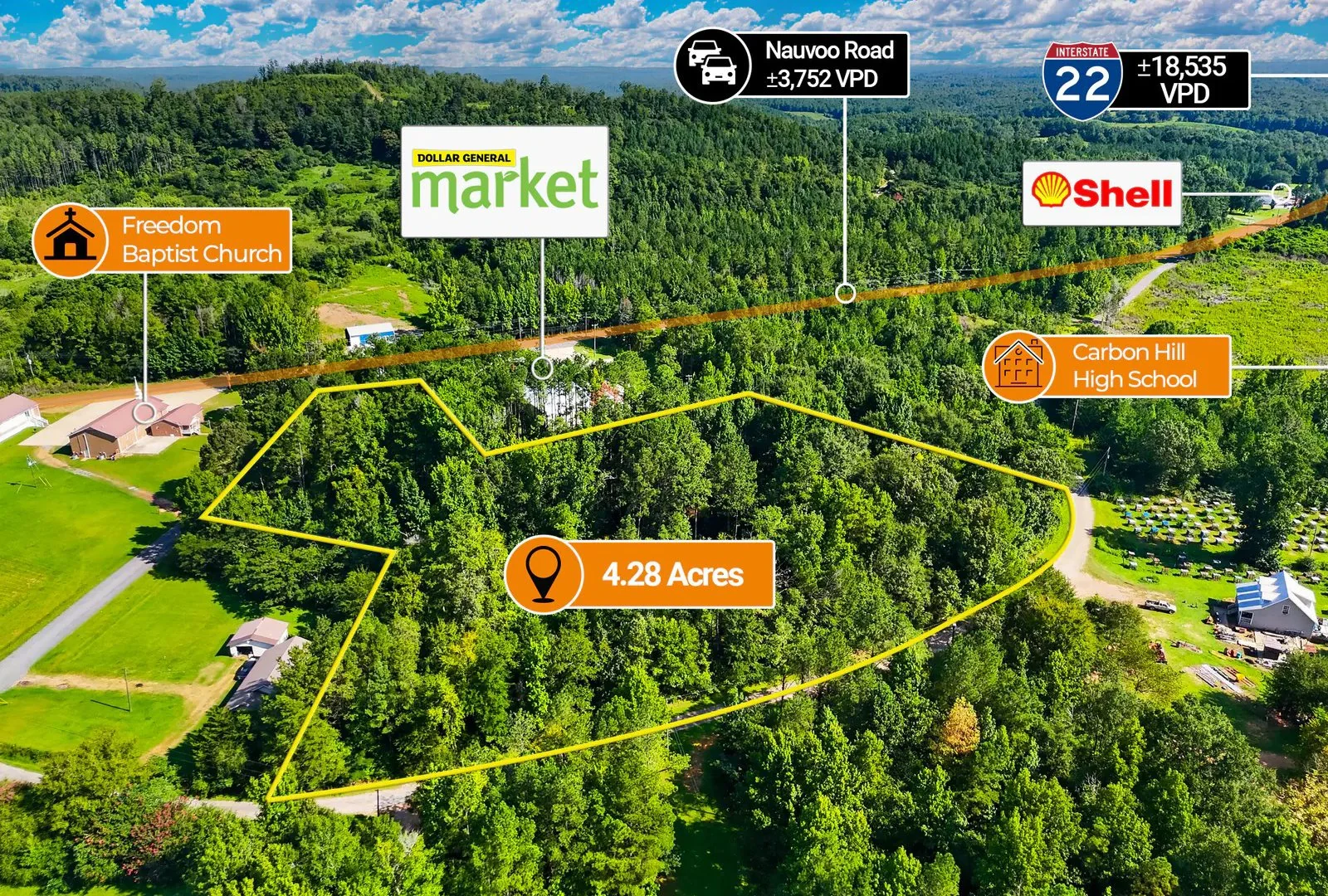 $1 Auction – 4.28 Acre Parcel | Dollar General Market… — Sale in Carbon Hill, AL, photo 3 of 5
