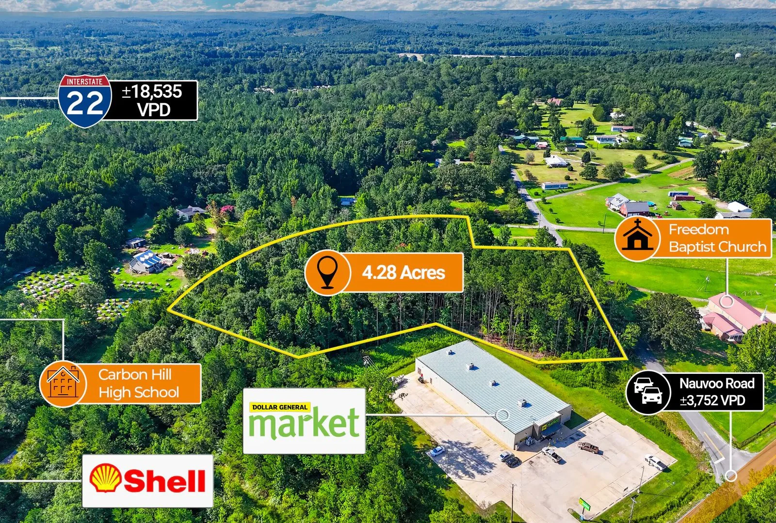 $1 Auction – 4.28 Acre Parcel | Dollar General Market… — Sale in Carbon Hill, AL, photo 4 of 5