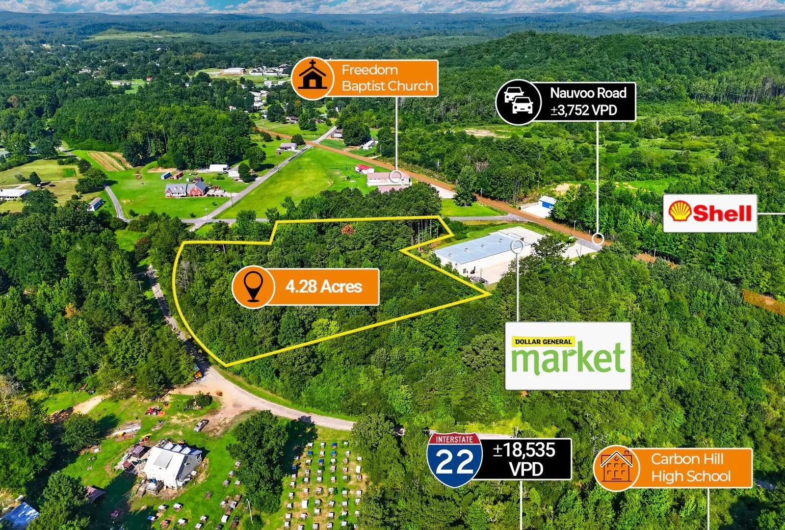 $1 Auction – 4.28 Acre Parcel | Dollar General Market… — Sale in Carbon Hill, AL, photo 5 of 5