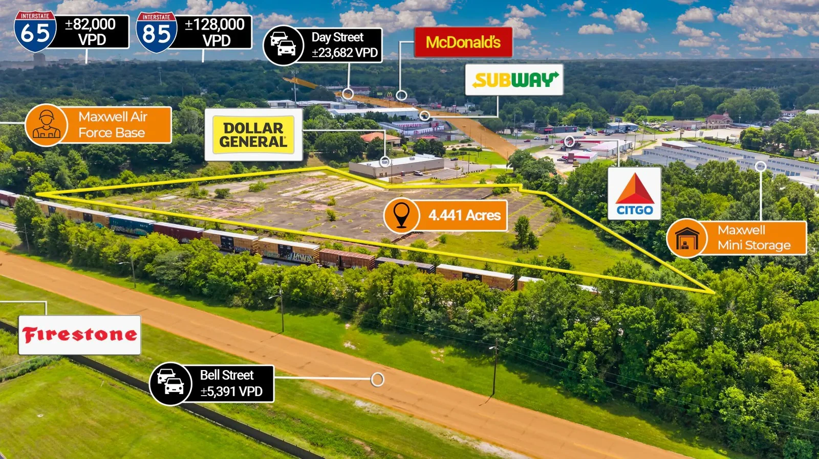 $1 Auction – 4.44 Acre Parcel | 23K VPD | Dollar… — Sale in Montgomery, AL, photo 3 of 5