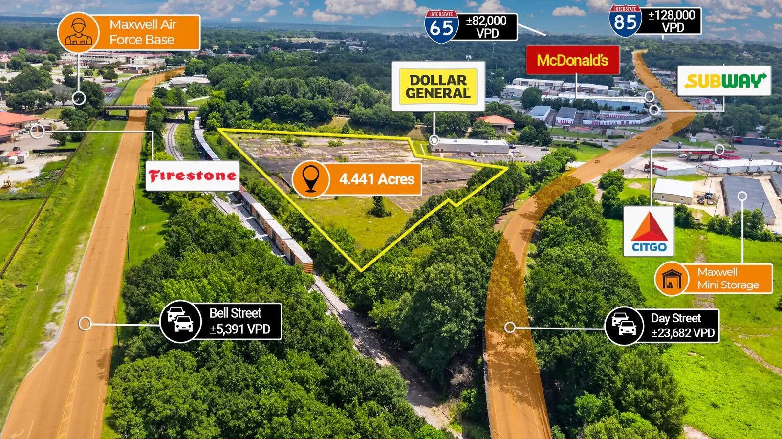 $1 Auction – 4.44 Acre Parcel | 23K VPD | Dollar… — Sale in Montgomery, AL, photo 4 of 5