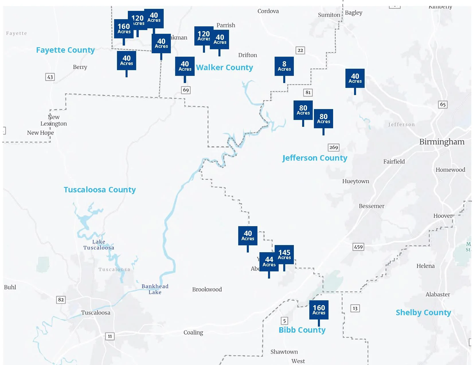 Alabama Land Portfolio - +/-1,197 Acres — Sale in Fayetteville, AR, photo 2 of 8