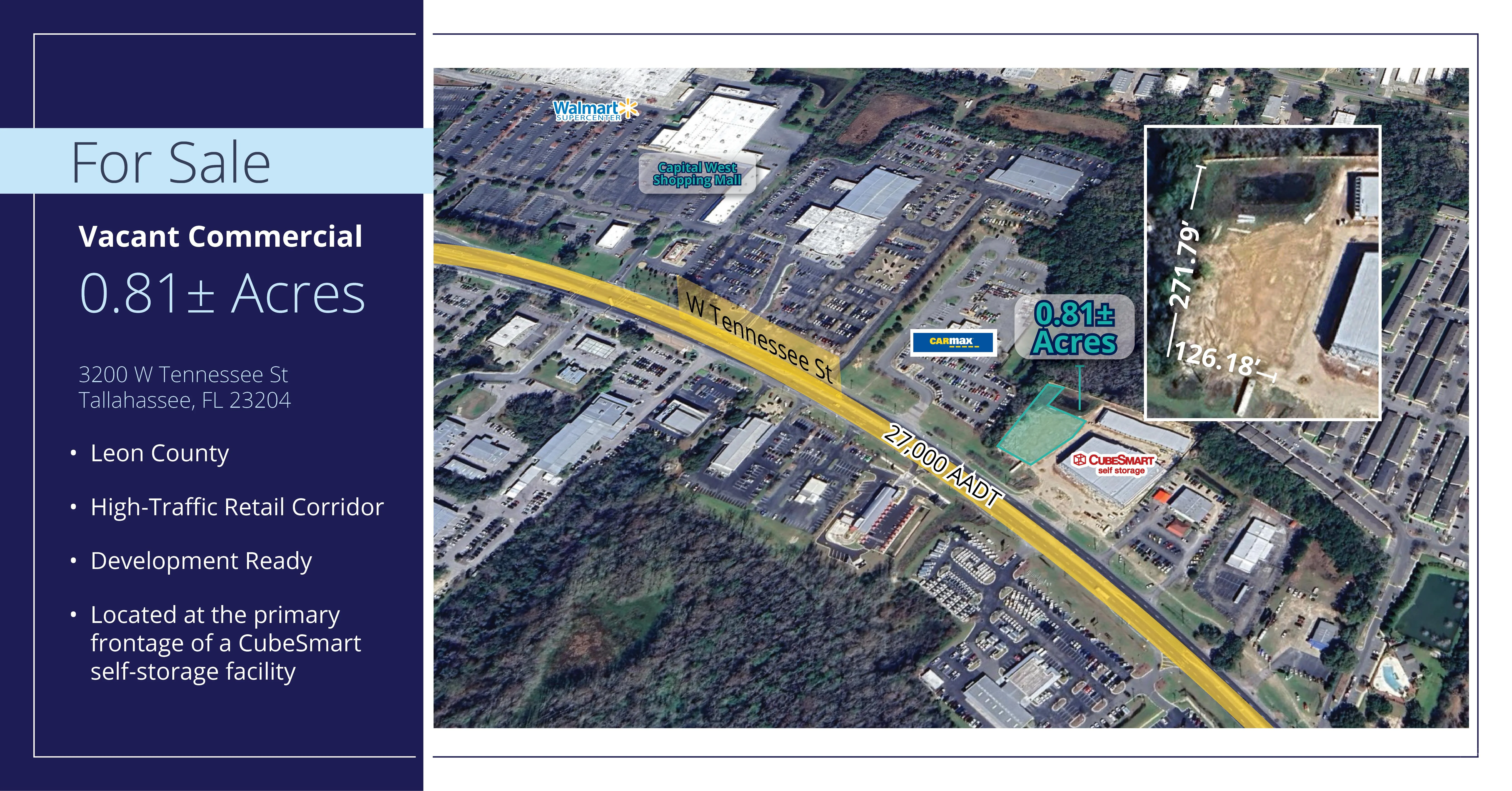 0.81± Acres Net of Retention | Vacant Commercial |… — Sale in Tallahassee, FL, photo 1 of 2