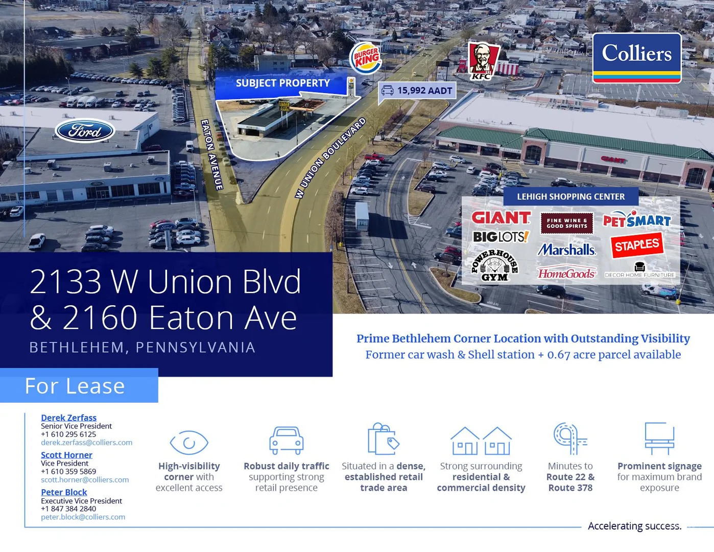 For Lease - Prime Bethlehem Corner Location with Outstanding Visibility - 2133 W. Union Boulevard & 2160 Eaton Avenue