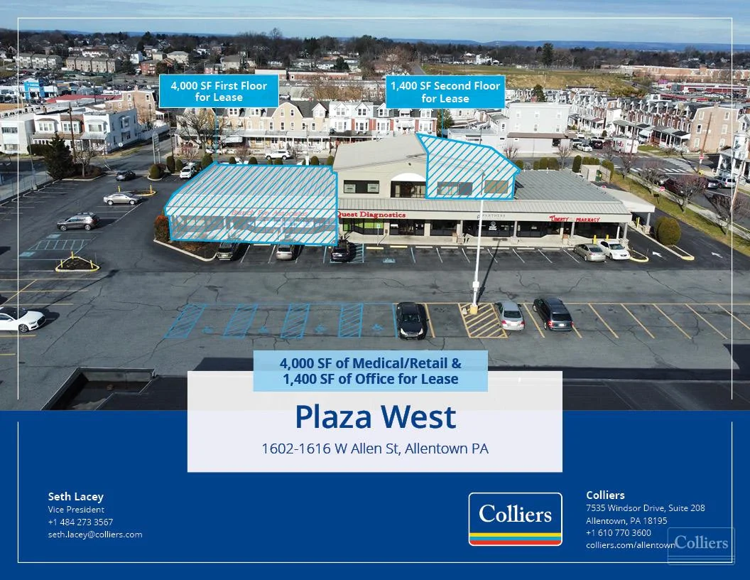 4,000 SF of Medical/Retail & 1,400 SF of Office for Lease - Plaza West Allentown, PA - photo 1 - Allentown, PA
