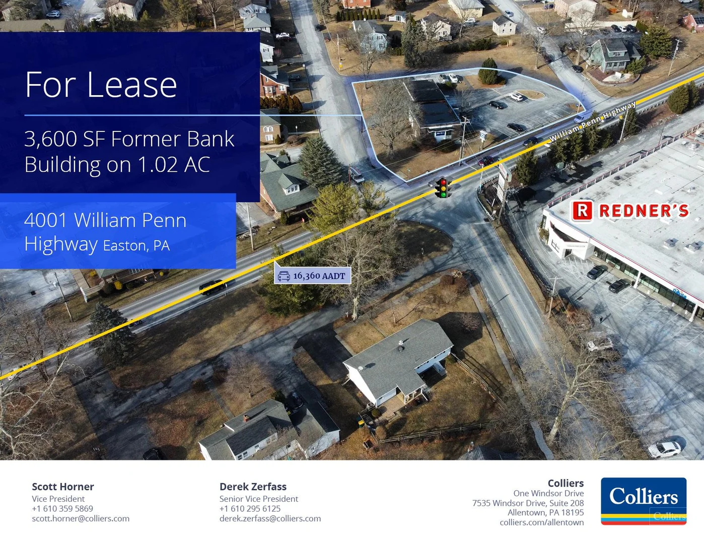 For Lease - 3,600 SF Former Bank Building on 1.02 AC — Lease in Easton, PA, photo 1 of 8