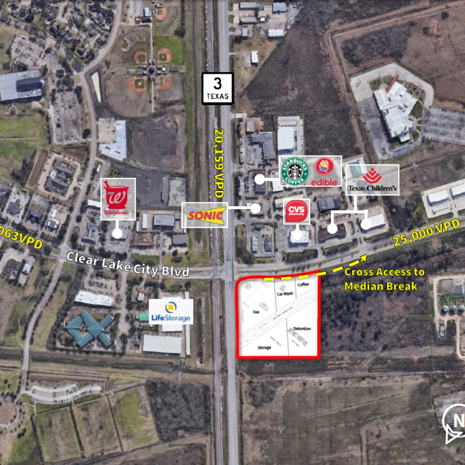 NWC Clear Lake City Blvd and HWY 3 — Sale in Webster, TX, photo 2 of 4