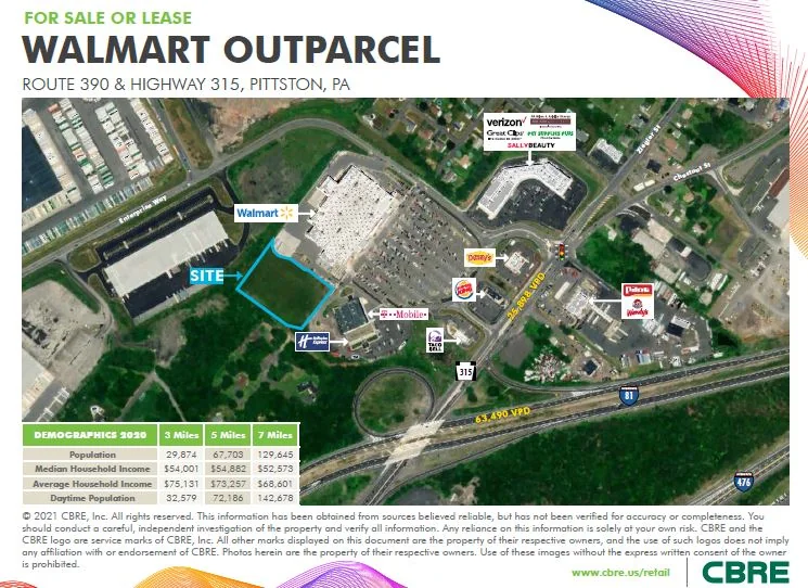 Pittston PA- Walmart Outparcel — Sale in Pittston, PA, photo 1 of 2
