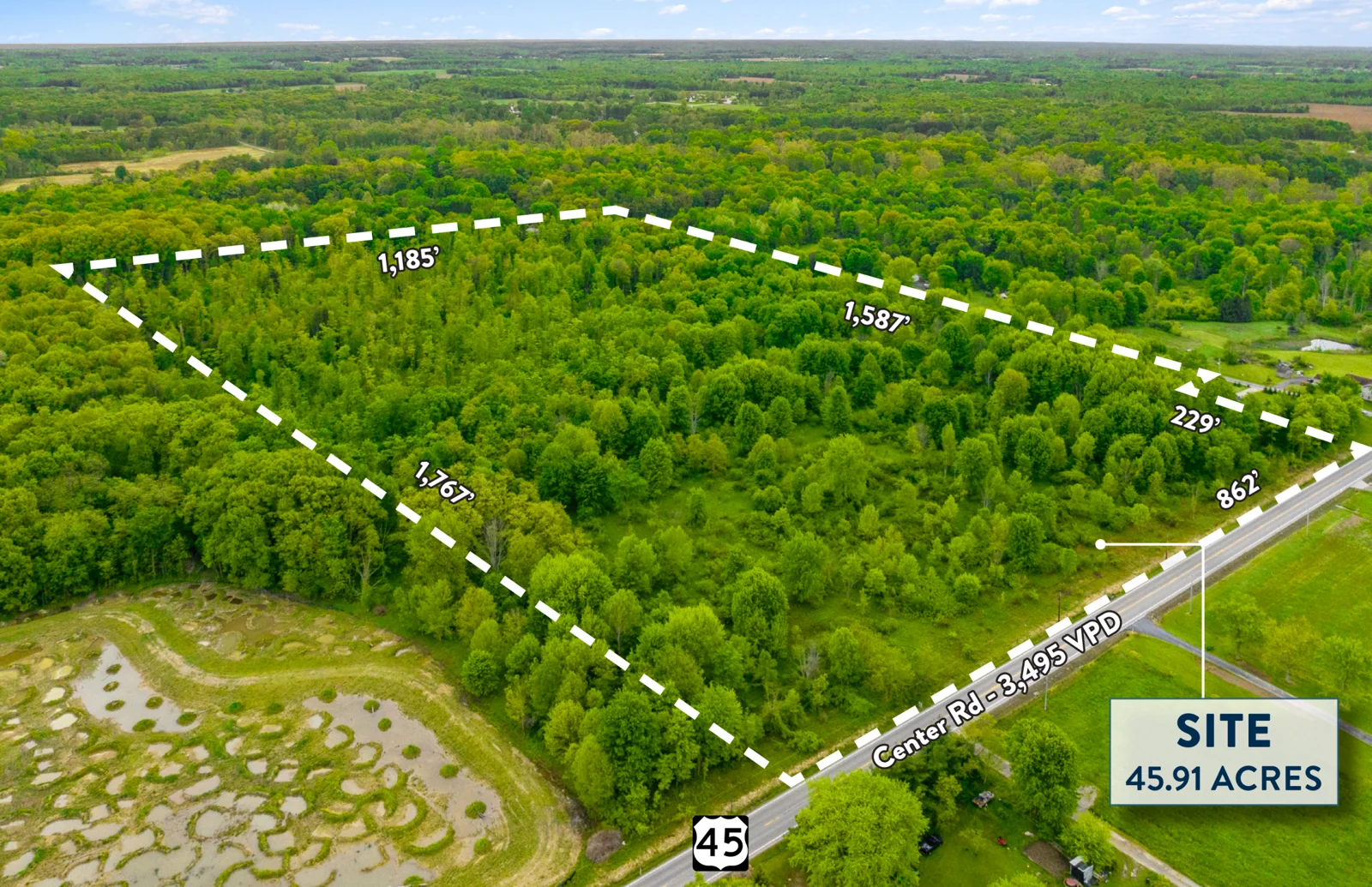 45.91 AC R-1 Zoned Land For Sale — Sale in Austinburg, OH, photo 2 of 3