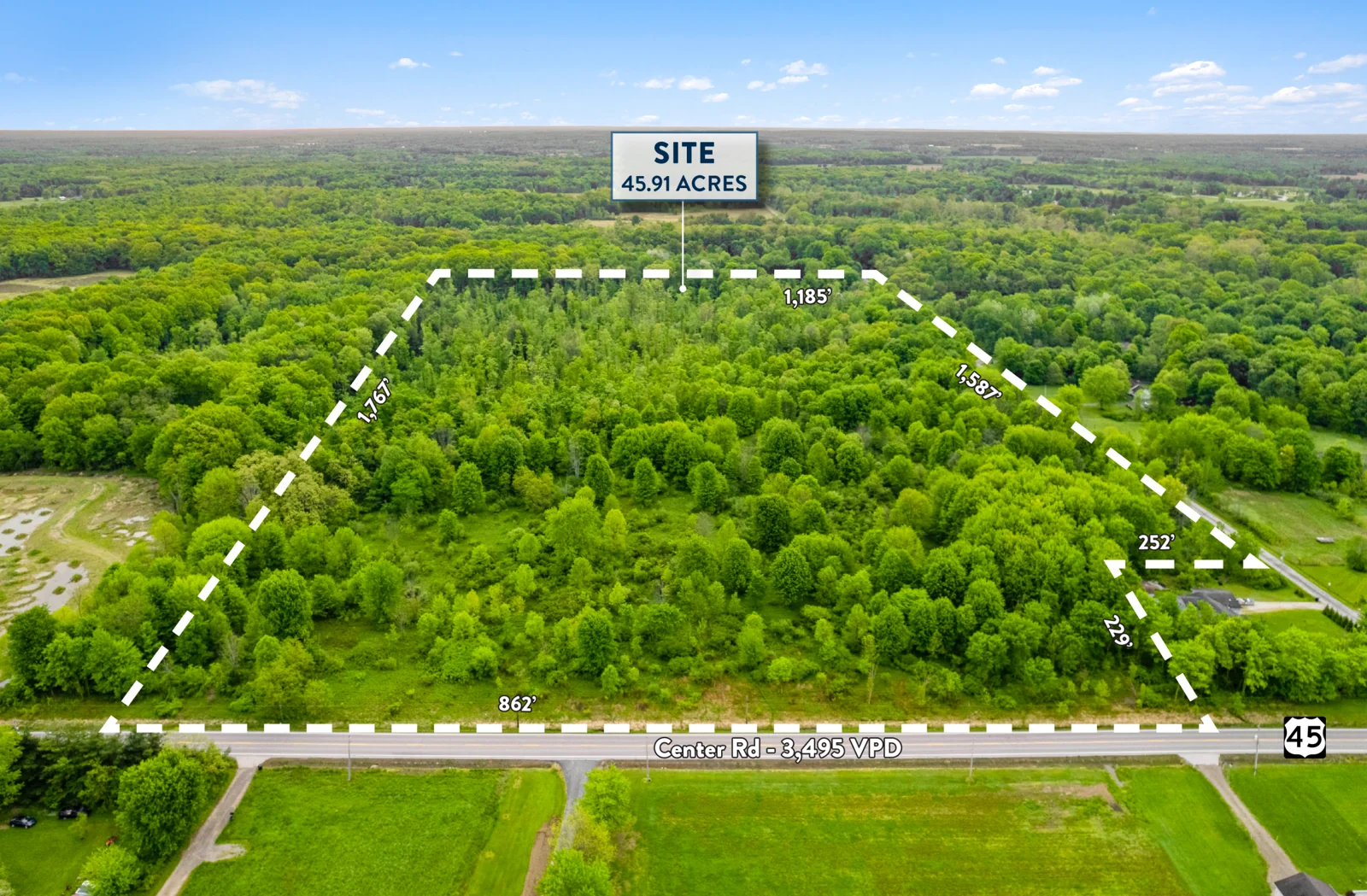 45.91 AC R-1 Zoned Land For Sale — Sale in Austinburg, OH, photo 3 of 3