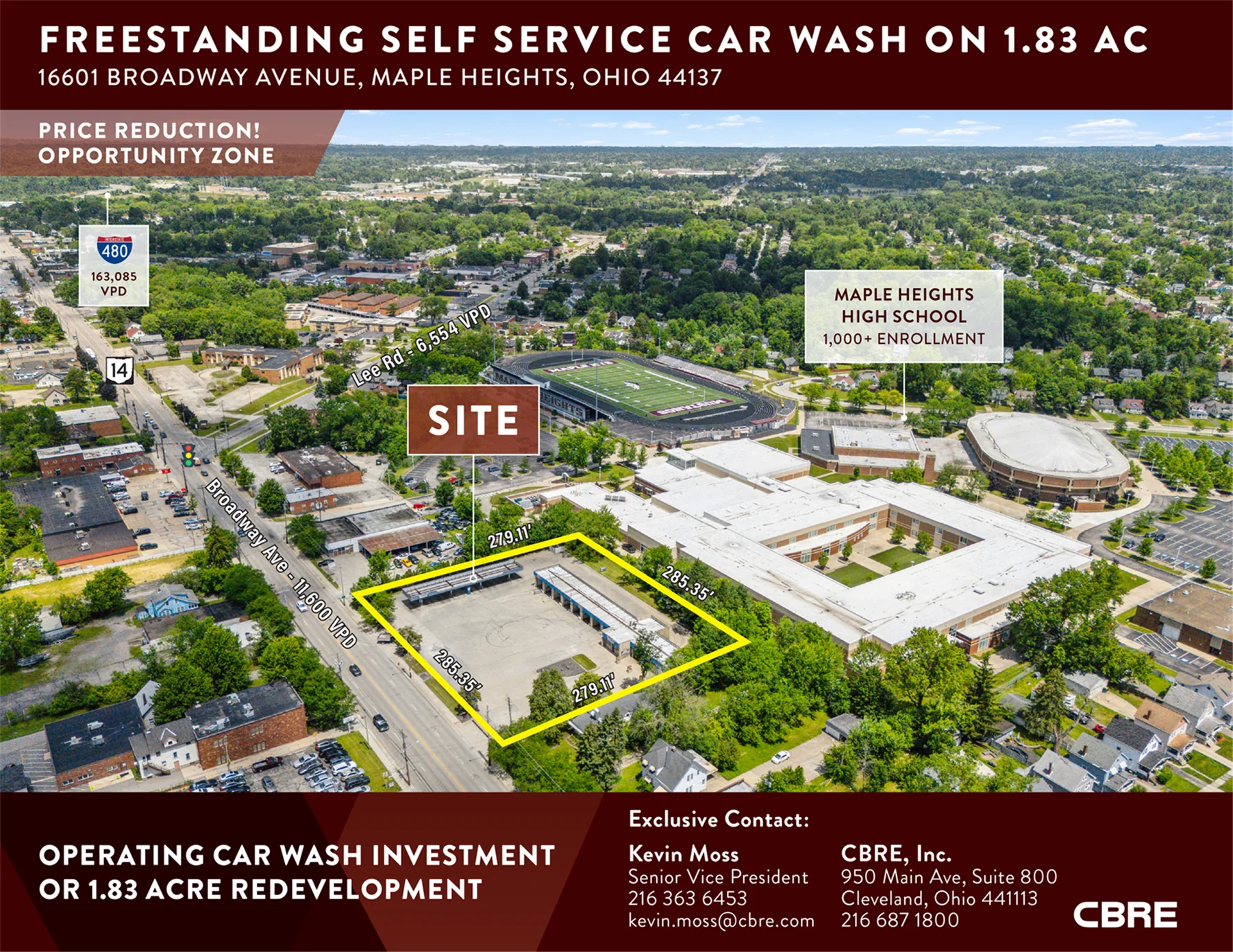 Freestanding Self Service Car Wash on 1.83 AC — Sale in Maple Heights, OH, photo 1 of 8