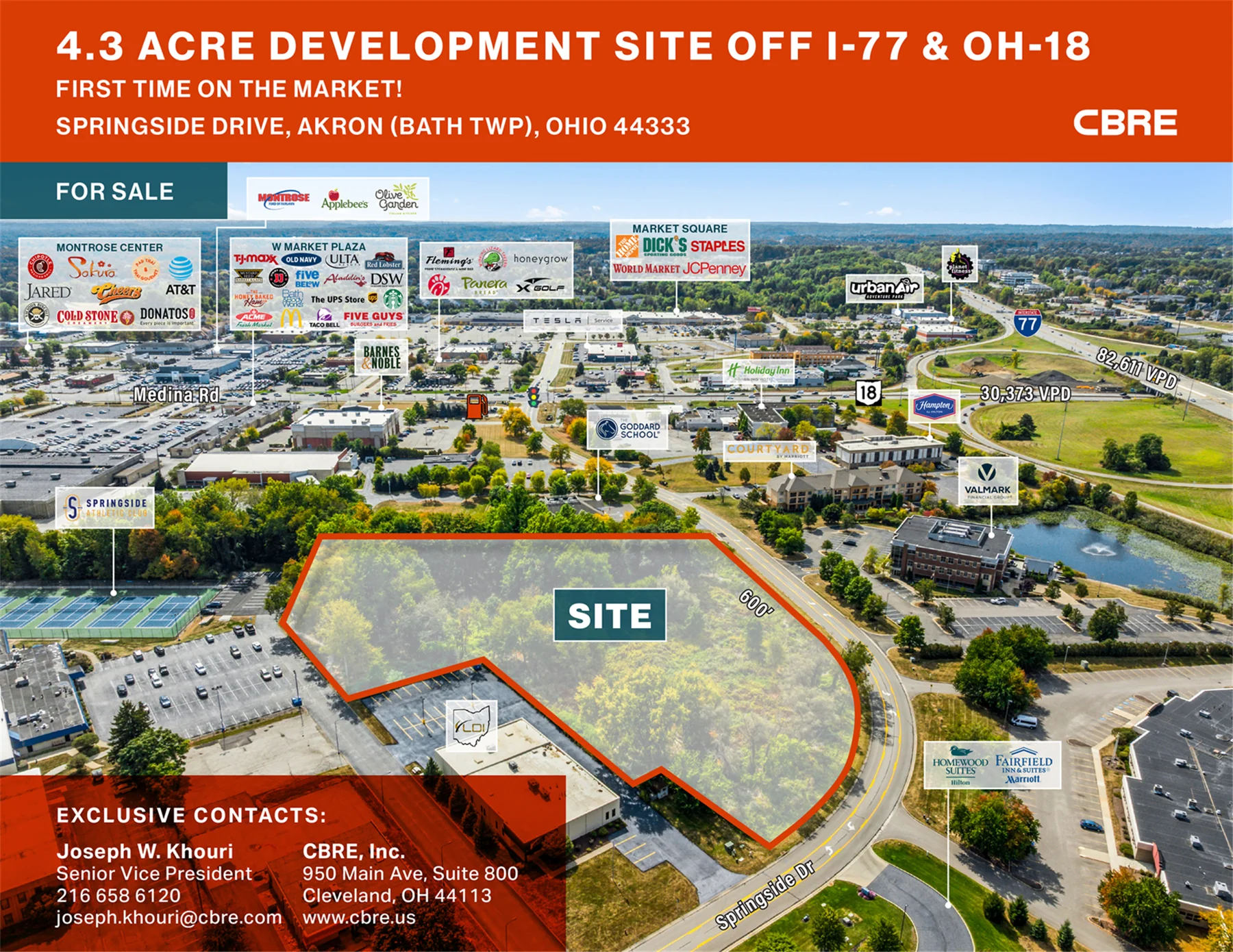 4.3 Acre Development Site off I-77 & OH-18 — Sale in Akron, OH, photo 1 of 5