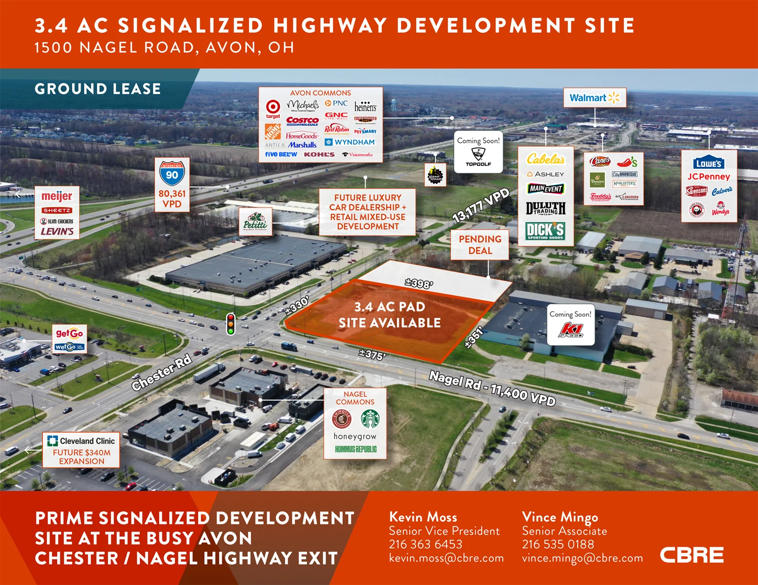 3.4 AC Signalized Highway Development Site — Sale in Avon, OH, photo 1 of 4