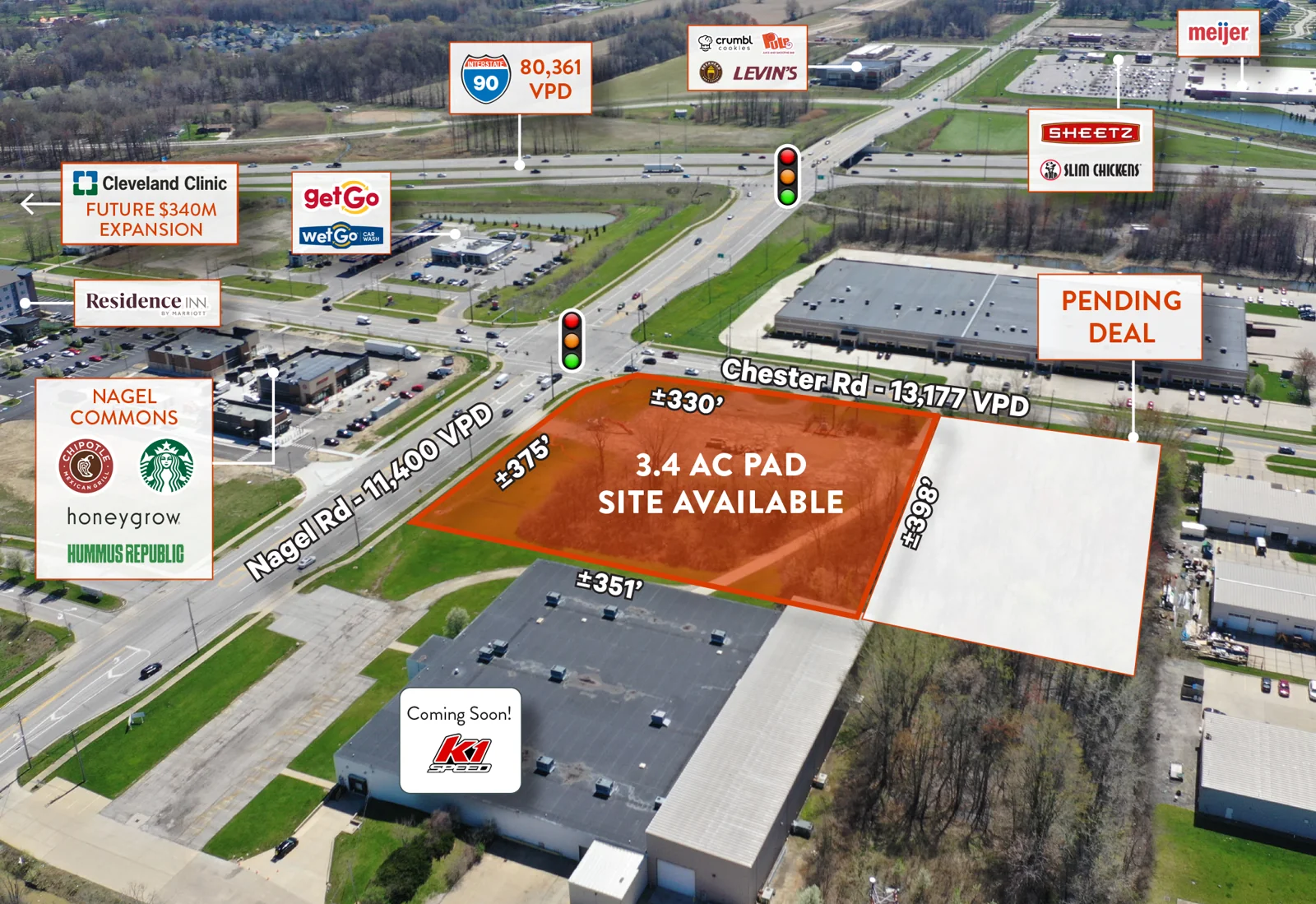 3.4 AC Signalized Highway Development Site — Sale in Avon, OH, photo 4 of 4