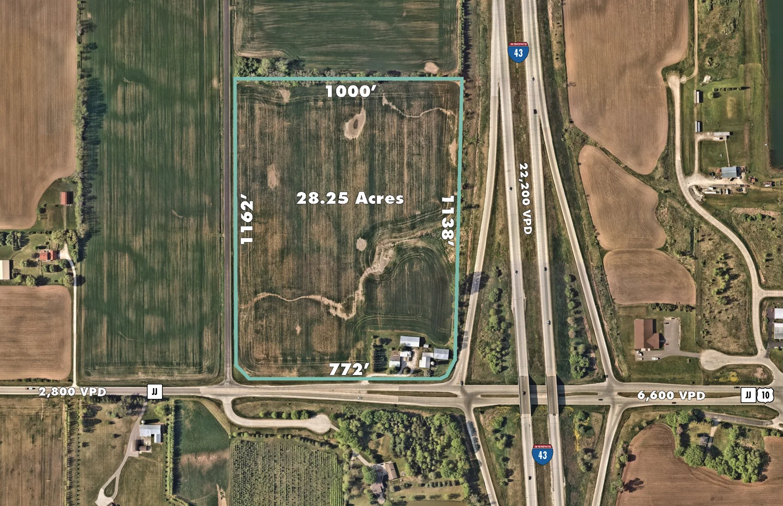 28.25 Acres at I-43 and Hwy JJ — Sale in Manitowoc, WI, photo 1 of 2