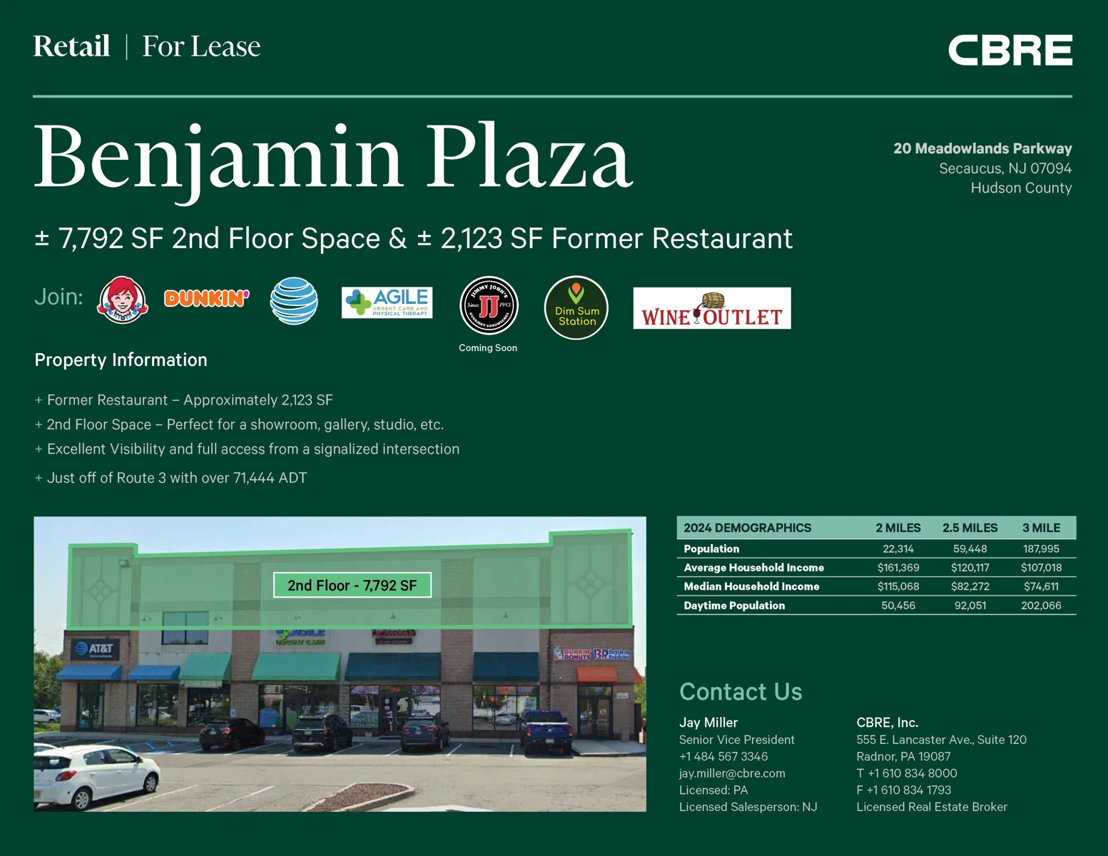 Benjamin Plaza - ±7,792 SF 2nd FL & ±2,123 SF Former Restaurant