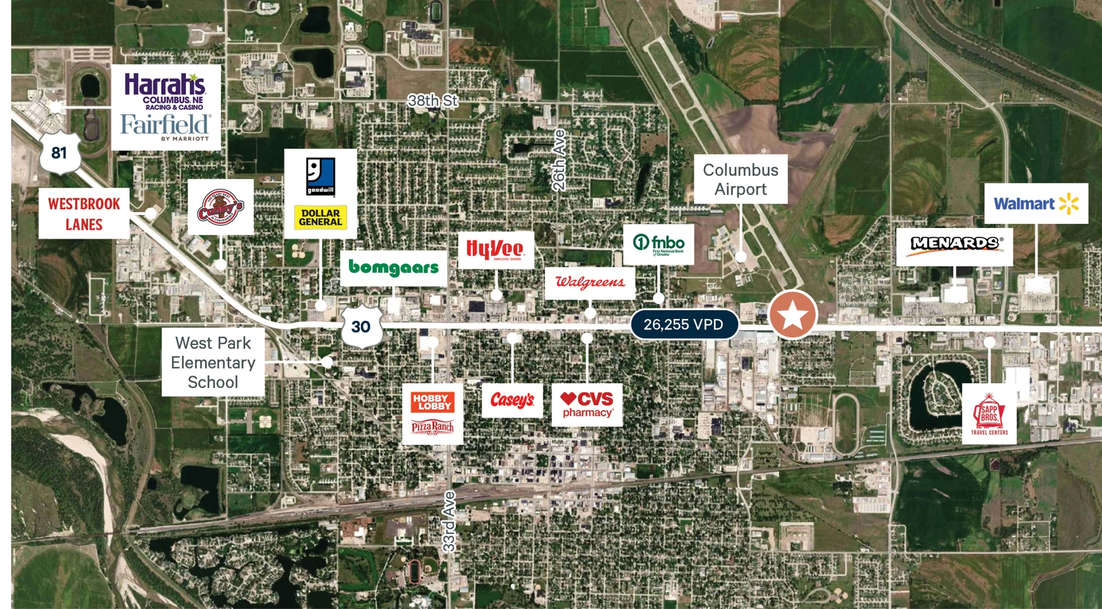Land | For Sale - Highway 30 Frontage Lot — Sale in Columbus, NE, photo 1 of 2