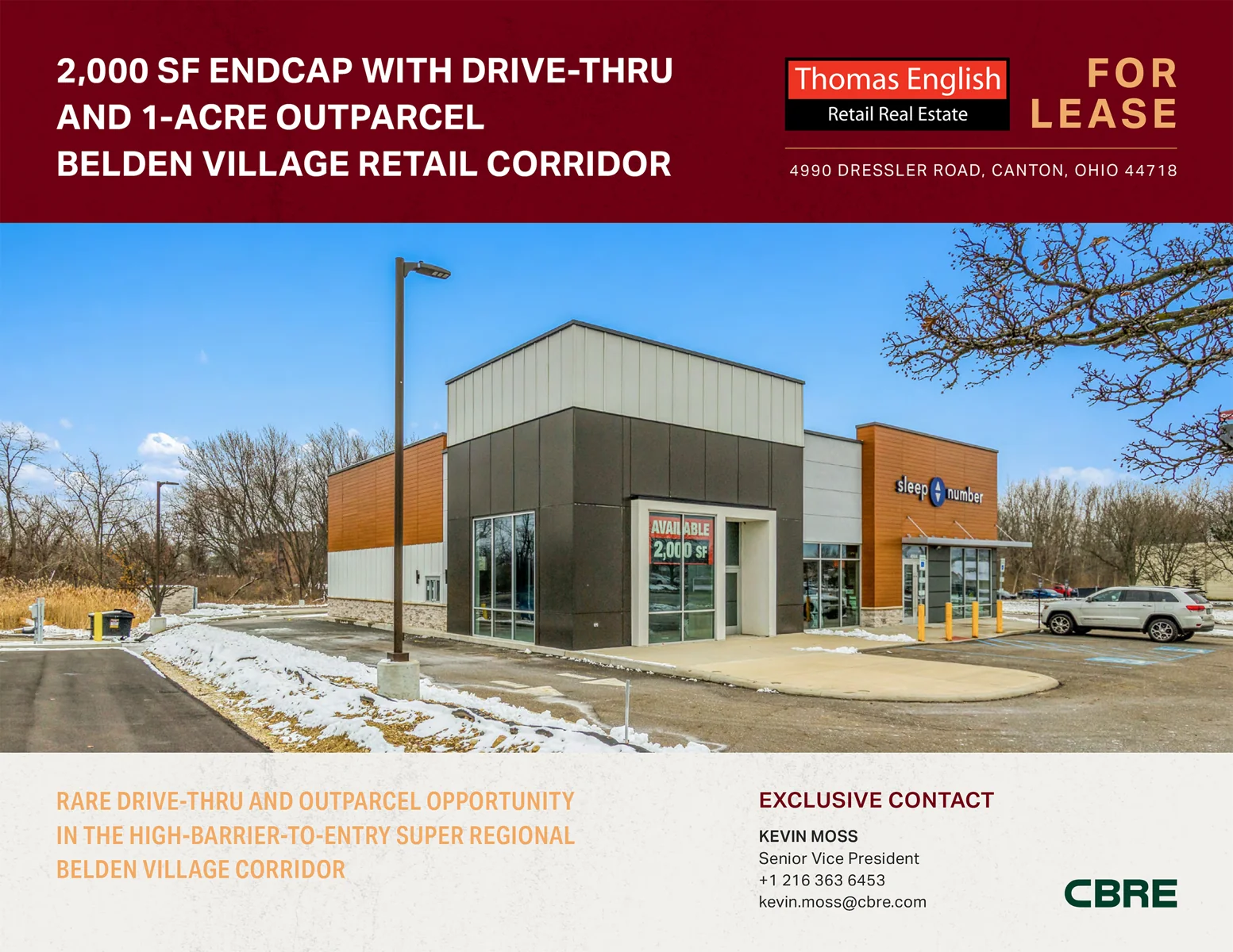 2,000 SF Endcap with Drive-Thru & 1 AC Outparcel - retail in Canton, OH