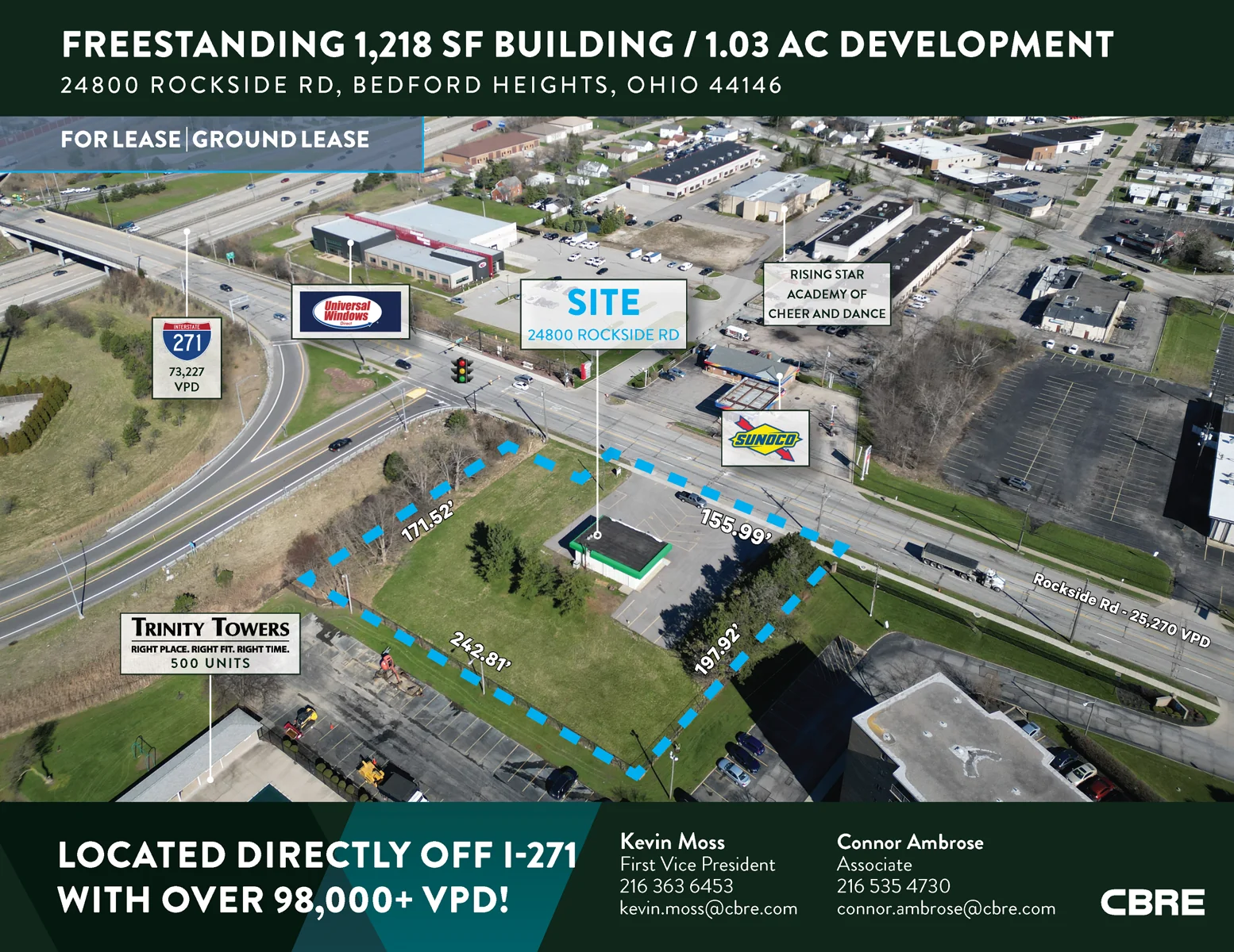 Freestanding 1,218 SF Building / 1.03 AC Development — Lease in Bedford Heights, OH, photo 1 of 3