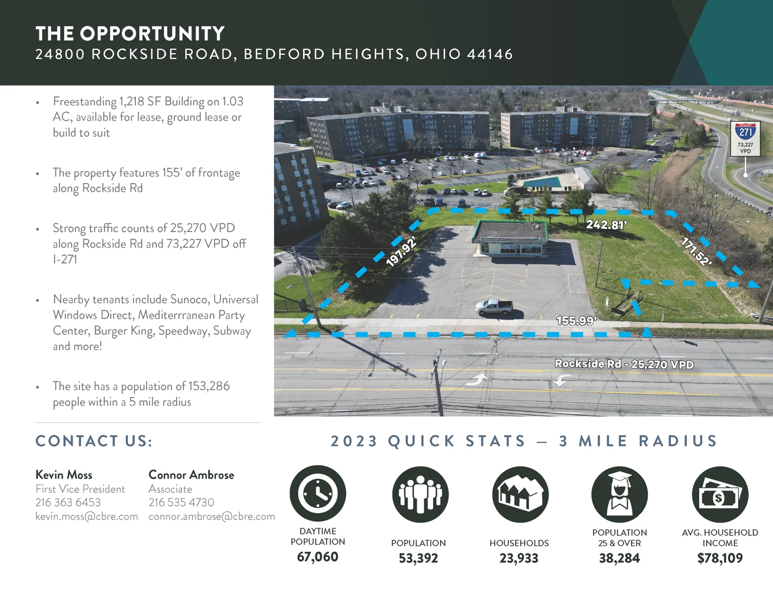 Freestanding 1,218 SF Building / 1.03 AC Development — Lease in Bedford Heights, OH, photo 2 of 3
